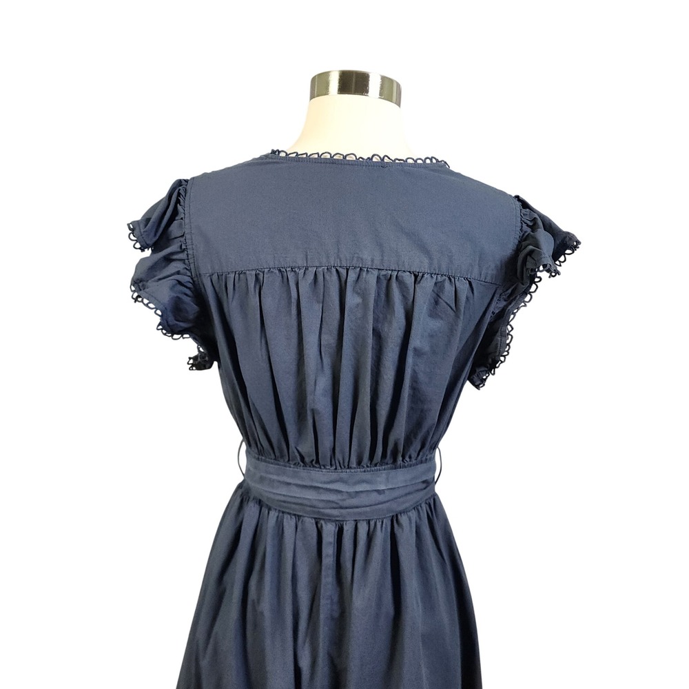Pinch Womens Deep Navy Eyelet Detail Midi Dress Size Large Cotton Blue - Picture 6 of 13